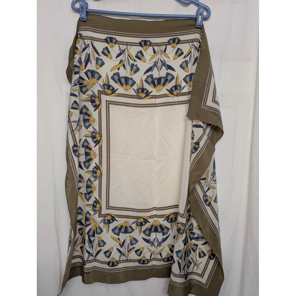 Venice Simplon-Orient-Express Paris Floral Silk Scarf Olive Green Gold 34x34